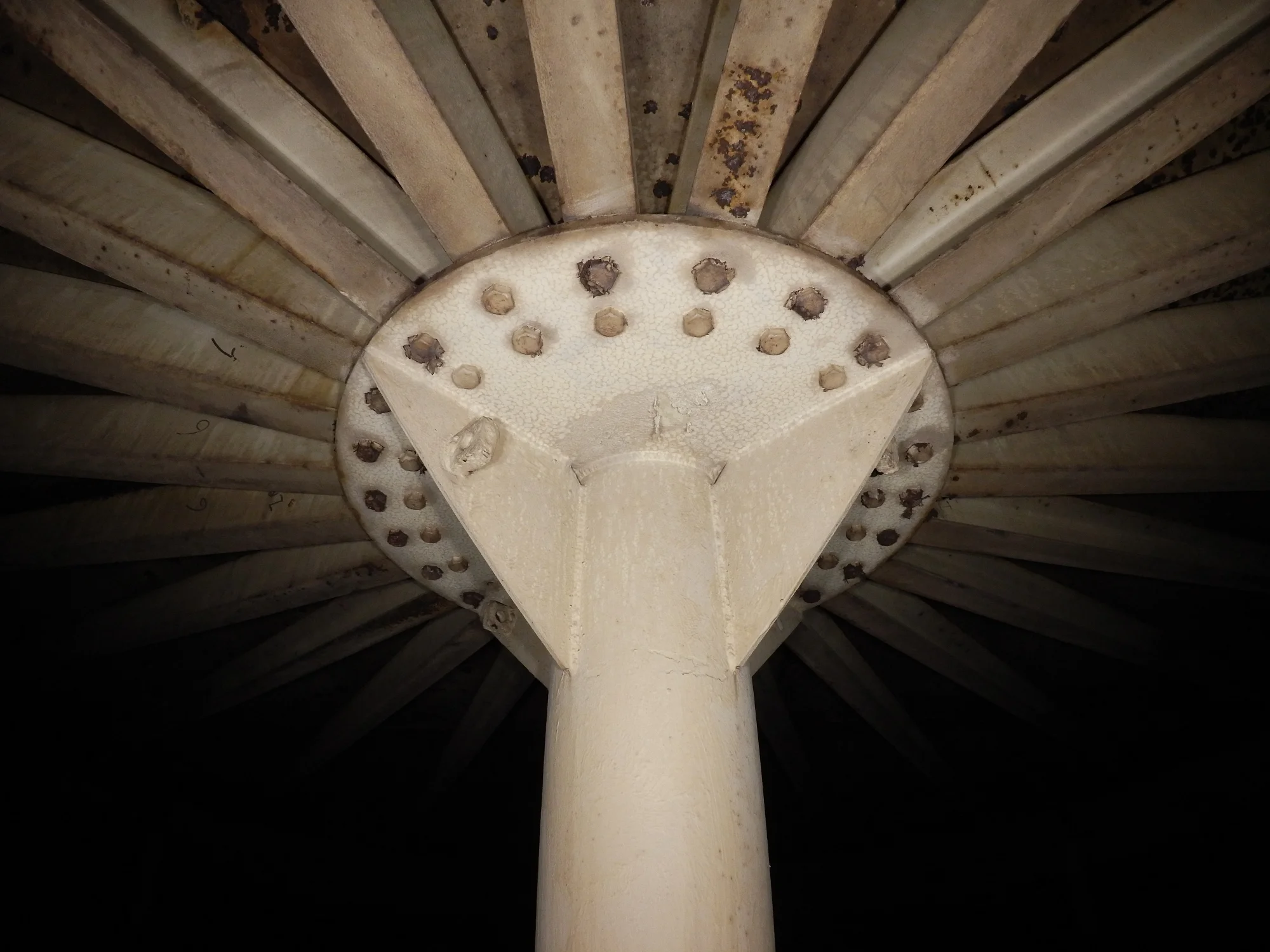 Inside an oil storage tank