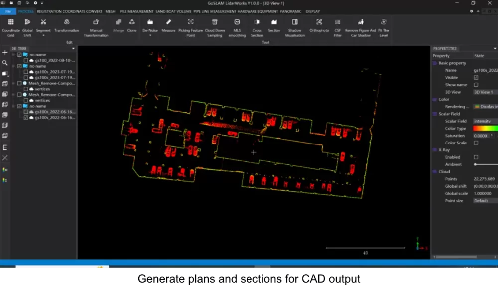 LidarWorks Screen; CAD output